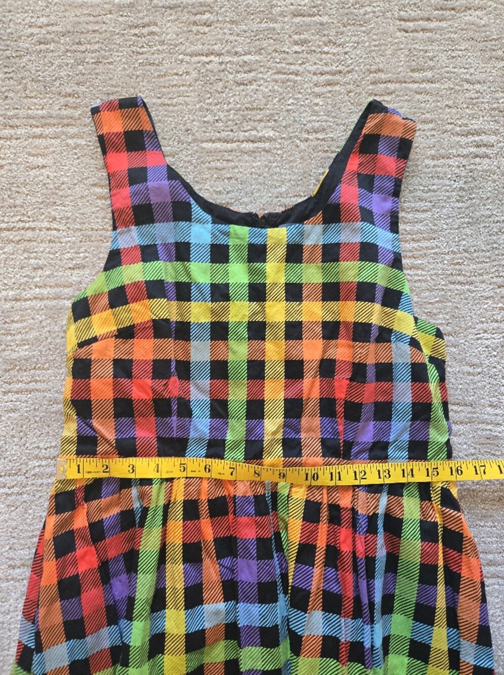 ModCloth Optimistic Effect Rainbow Gingham Dress Size L - Picture 7 of 12